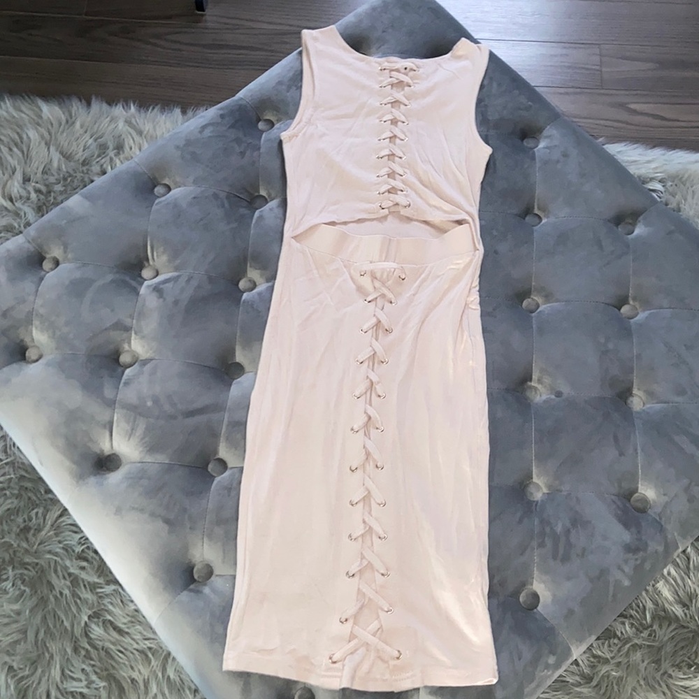Lace up detail dress